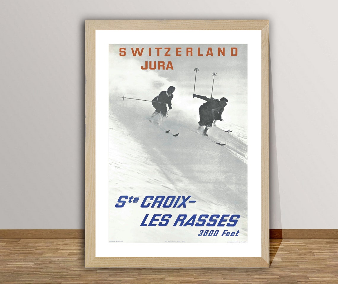 Sainte Croix Les Rasses Jura Switzerland Alpine Ski Vintage Poster - Image 2