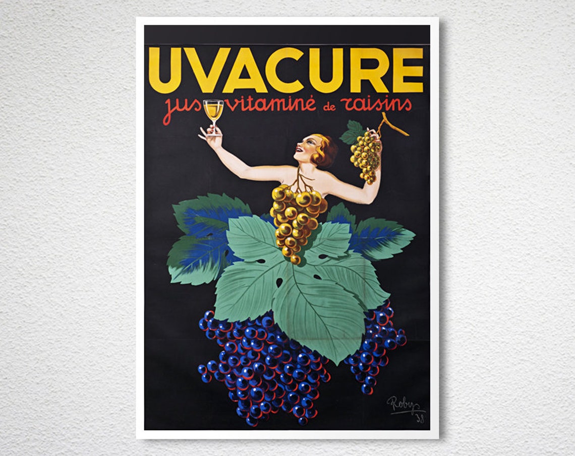 Uvacure Jus Vitamine de Raisins Vintage Grape Juice Ad Poster - Image 2