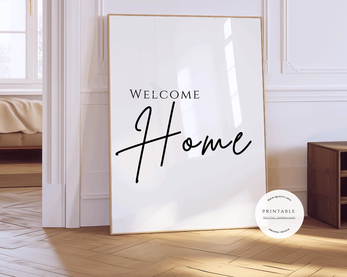 Welcome Home Elegant Script Typography Entryway Wall Quote Poster - Image 3