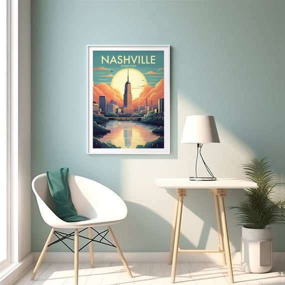 Nashville Poster Wall Art Wanderlust Gift Holiday Travel Gift Gift For Her Gift For Him Holiday Gift