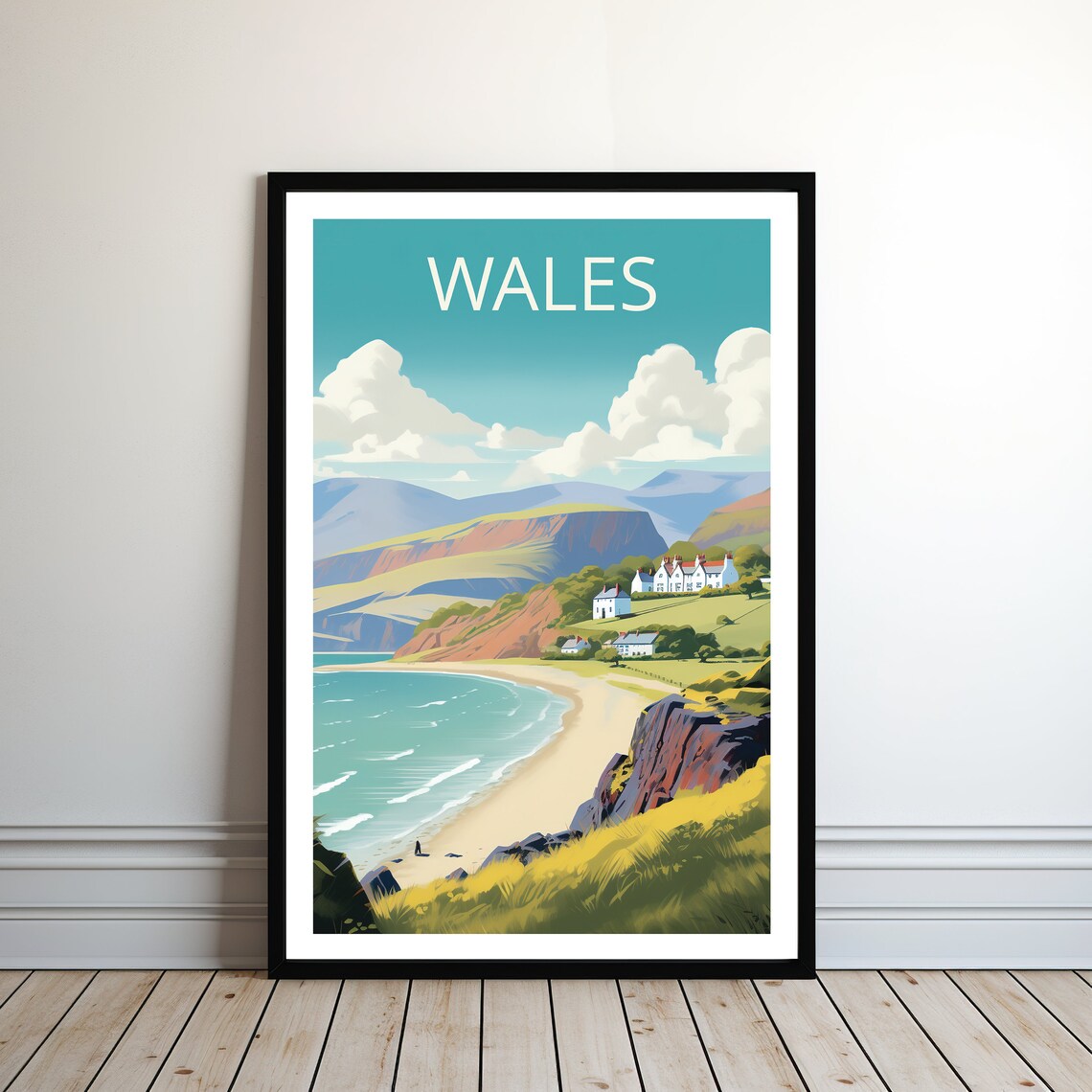 Wales Travel Poster, Hiking Adventure Travel Poster