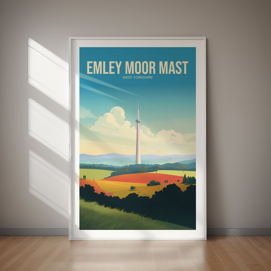 Emley Moor Mast Yorkshire Travel Poster, Art Print