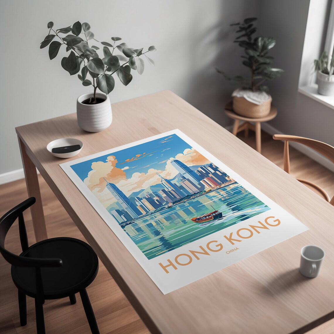 Hong Kong Travel Poster, Asia Travel Art Print - Image 2