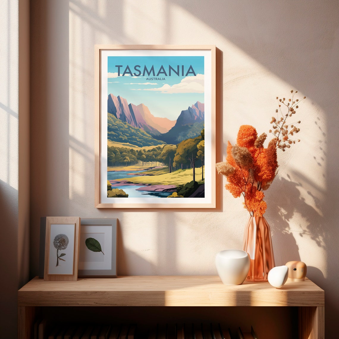 Tasmania Australia Rugged Mountain Valley River Scenic Poster - Image 2