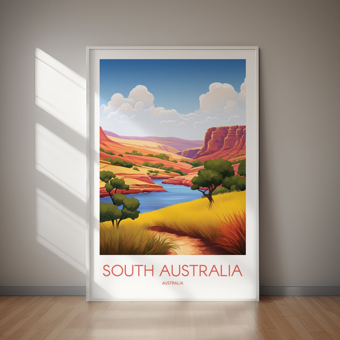 South Australia Outback River Gorge Landscape Vintage Travel Poster