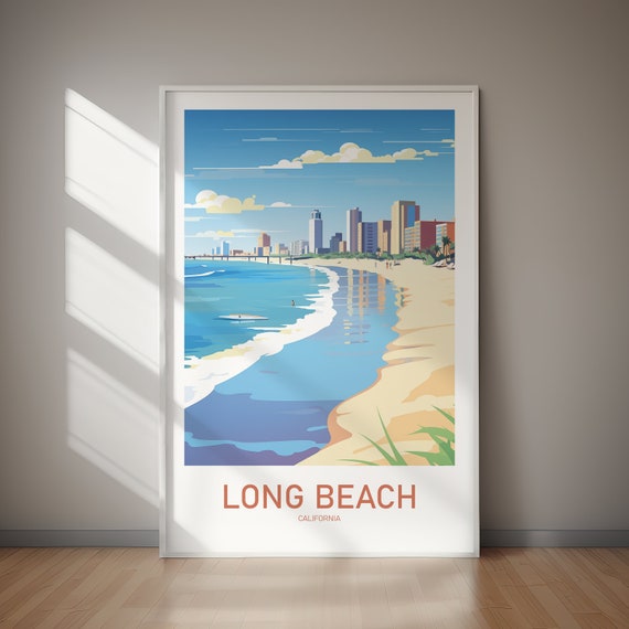 Long Beach Poster California Wanderlust Gift Holiday Travel Gift Gifts For Her Gifts For Him Holiday Gift