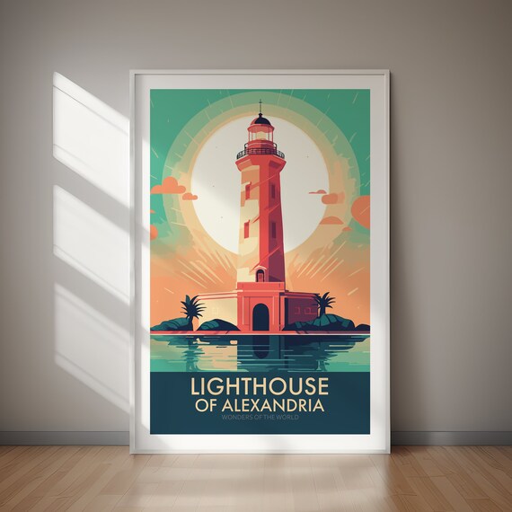 Lighthouse Of Alexandria Poster Egypt Travel Print Travel Poster Wall Art Gift Gift For Her Gift For Him