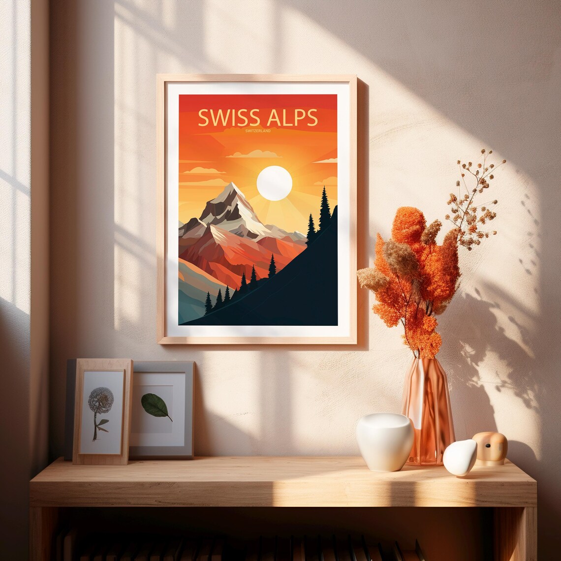Swiss Alps Switzerland Matterhorn Sunset Mountain Travel Poster - Image 2