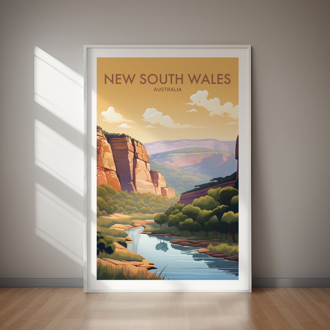 New South Wales Australia Canyon River Vintage Travel Poster