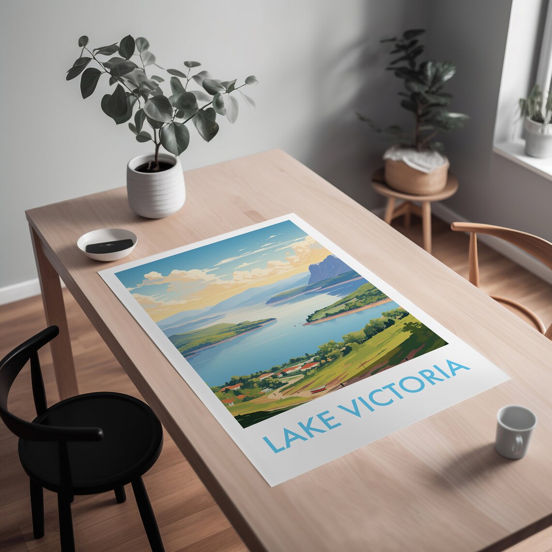 Lake Victoria Africa Island Hills Fishing Boat Travel Poster - Image 2