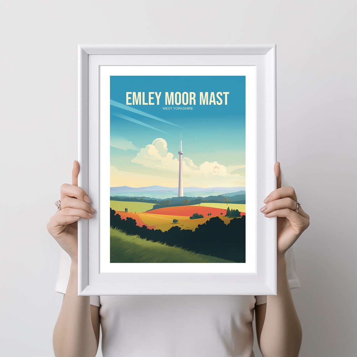 Emley Moor Mast Yorkshire Travel Poster, Art Print - Image 2