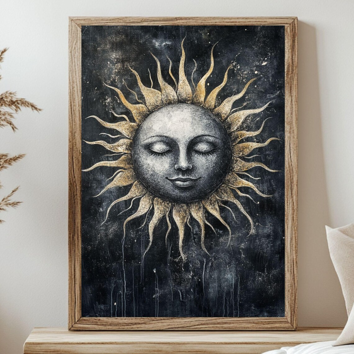 Boho Sun Art Print, Warm Earthy Celestial Decor