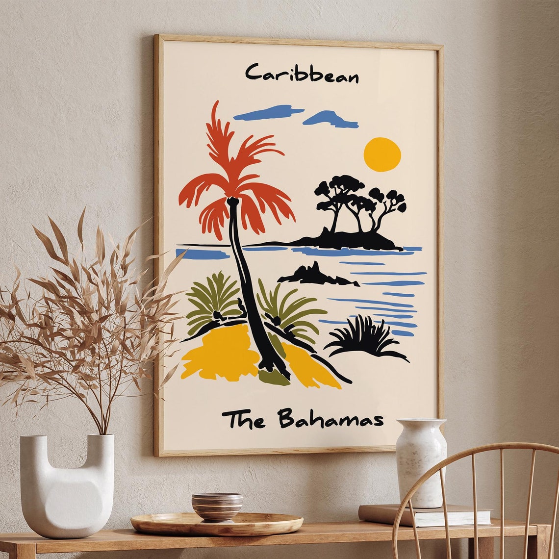 Caribbean The Bahamas Tropical Palm Island Sun Travel Poster - Image 5