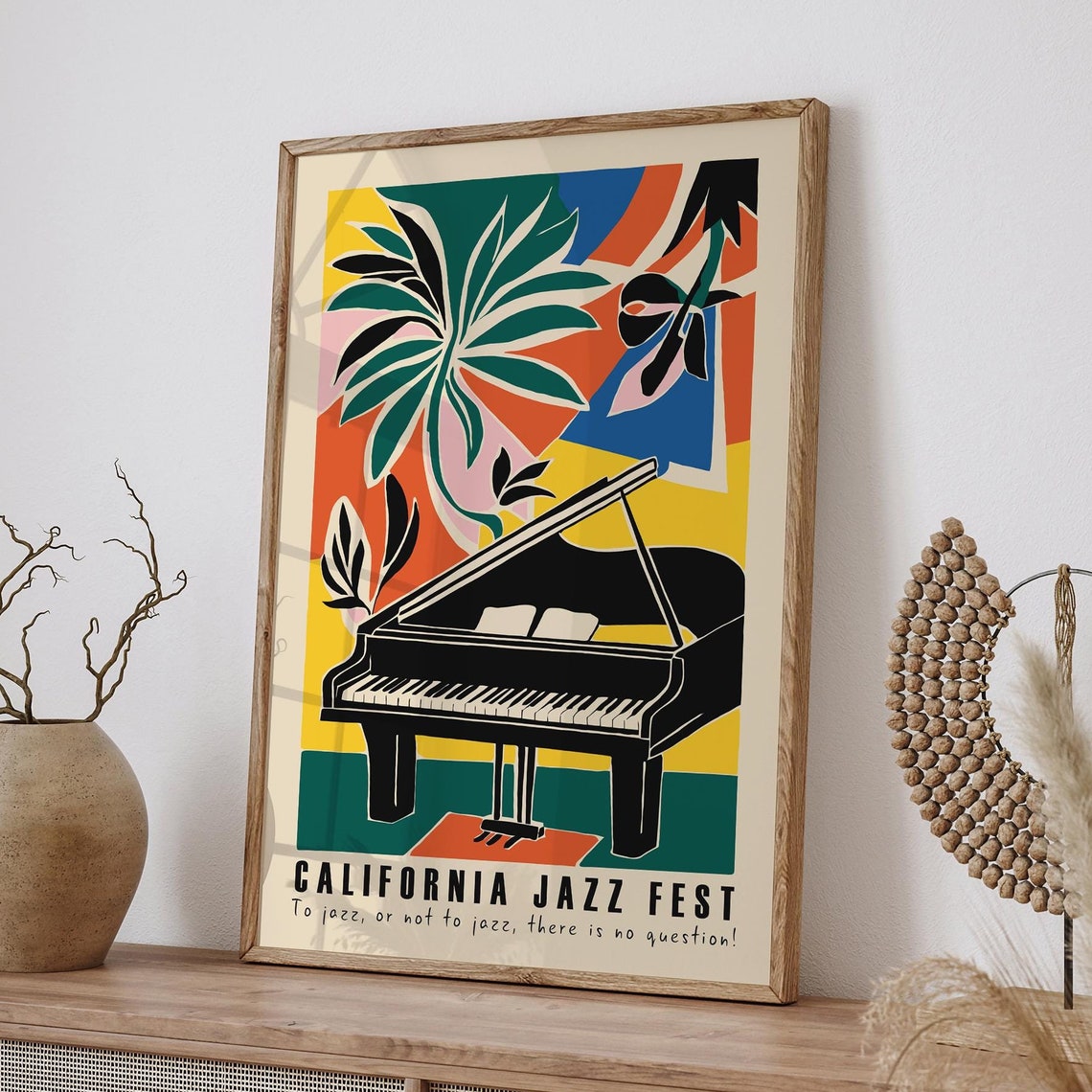 California Jazz Festival Poster Colorful Music Art Print Retro Art Music Room Wall Decor Hotel Room Wall Decoration Farmhouse Art Print