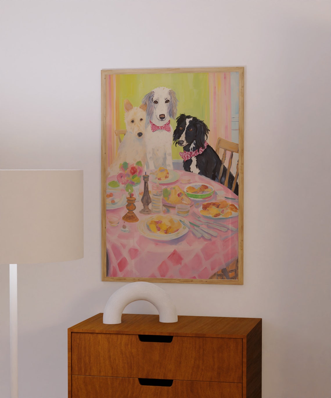 Three Dogs Dining at a Table with Bow Ties Funny Kitchen Art Poster - Image 4