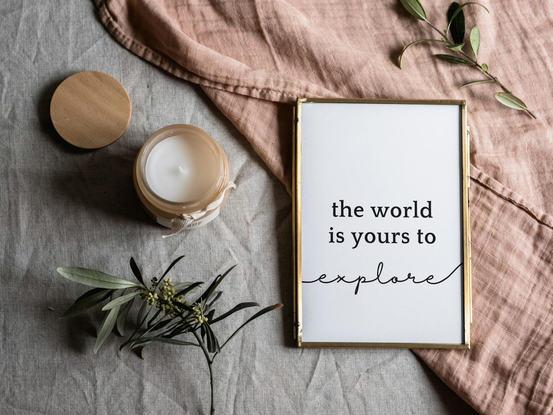 The World Is Yours To Explore Minimalist Typography Quote Wall Poster - Image 3