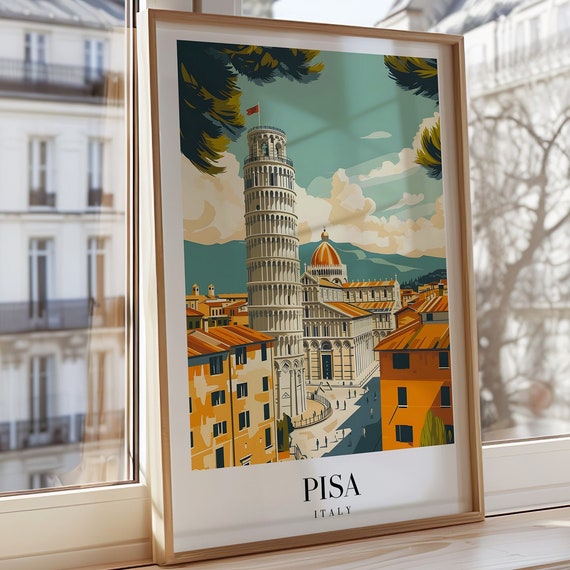 Pisa Poster Italy Travel Art Leaning Tower Of Print Italian Landmark Wall Decor Cityscape Architecture Wallpaper