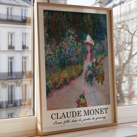 Claude Monet Poster The Artists Garden At Giverny Print Impressionist Natural Wall Art Classic Wallpaper Nature Inspired Decor