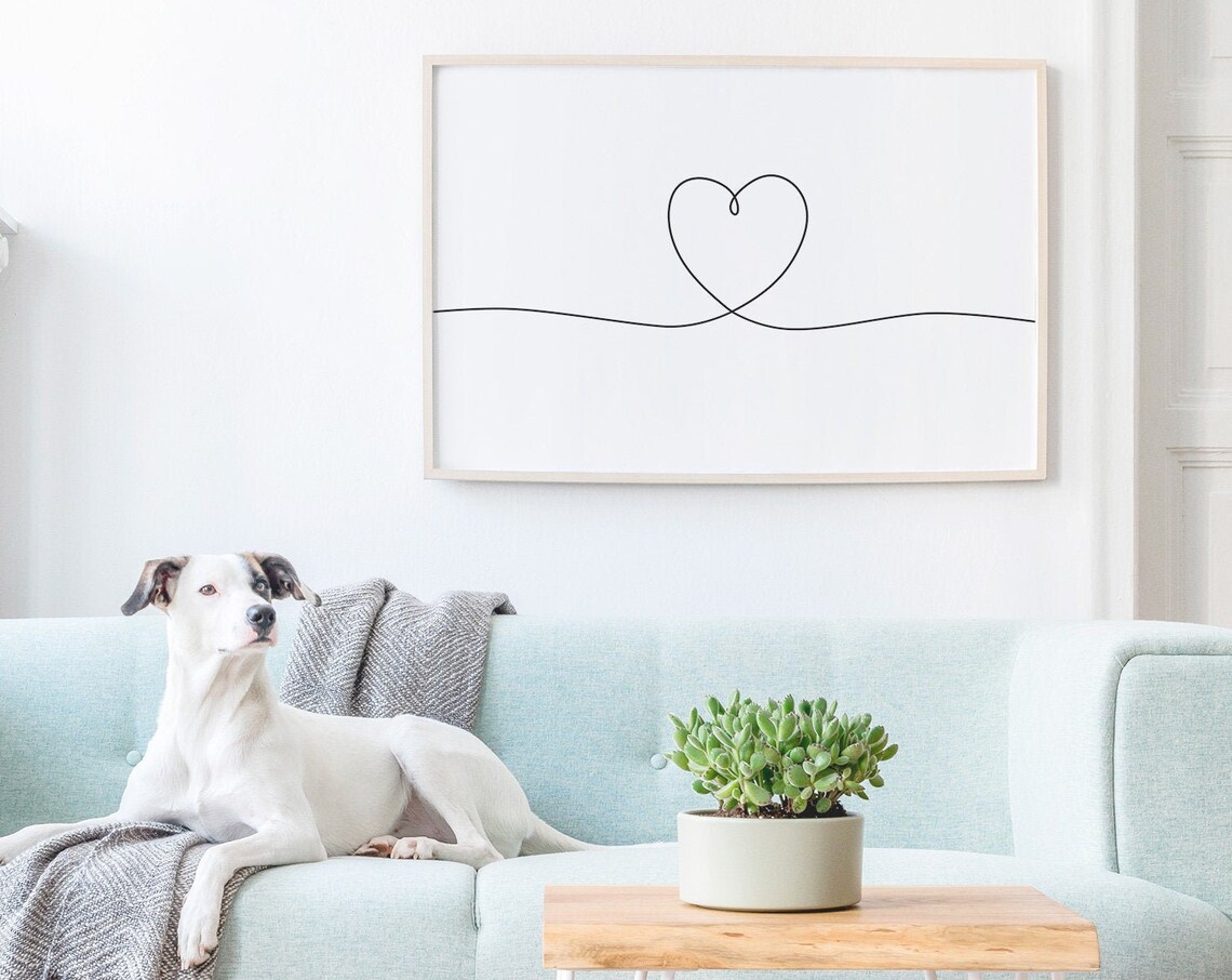 Minimal Heart Nursery Decor Line Heart Art Print