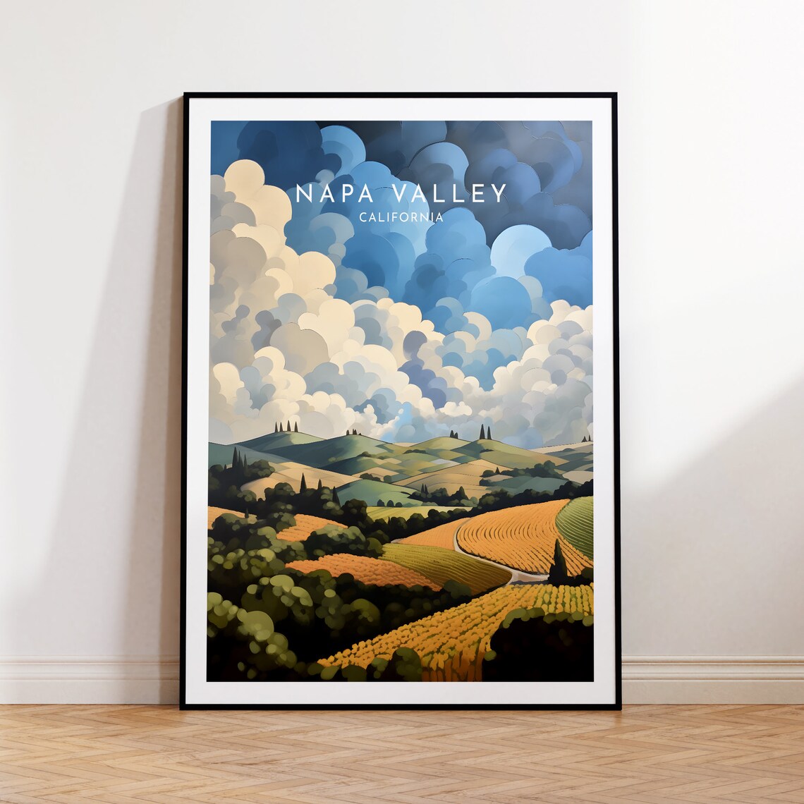 Napa Valley California Golden Vineyards Rolling Hills Poster