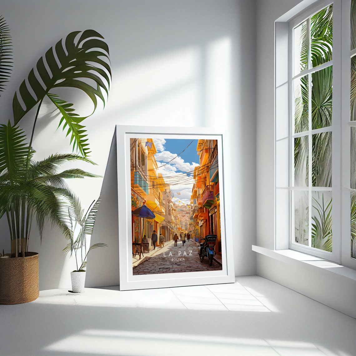 La Paz Bolivia Bustling Cobblestone Market Street Scene Poster - Image 4