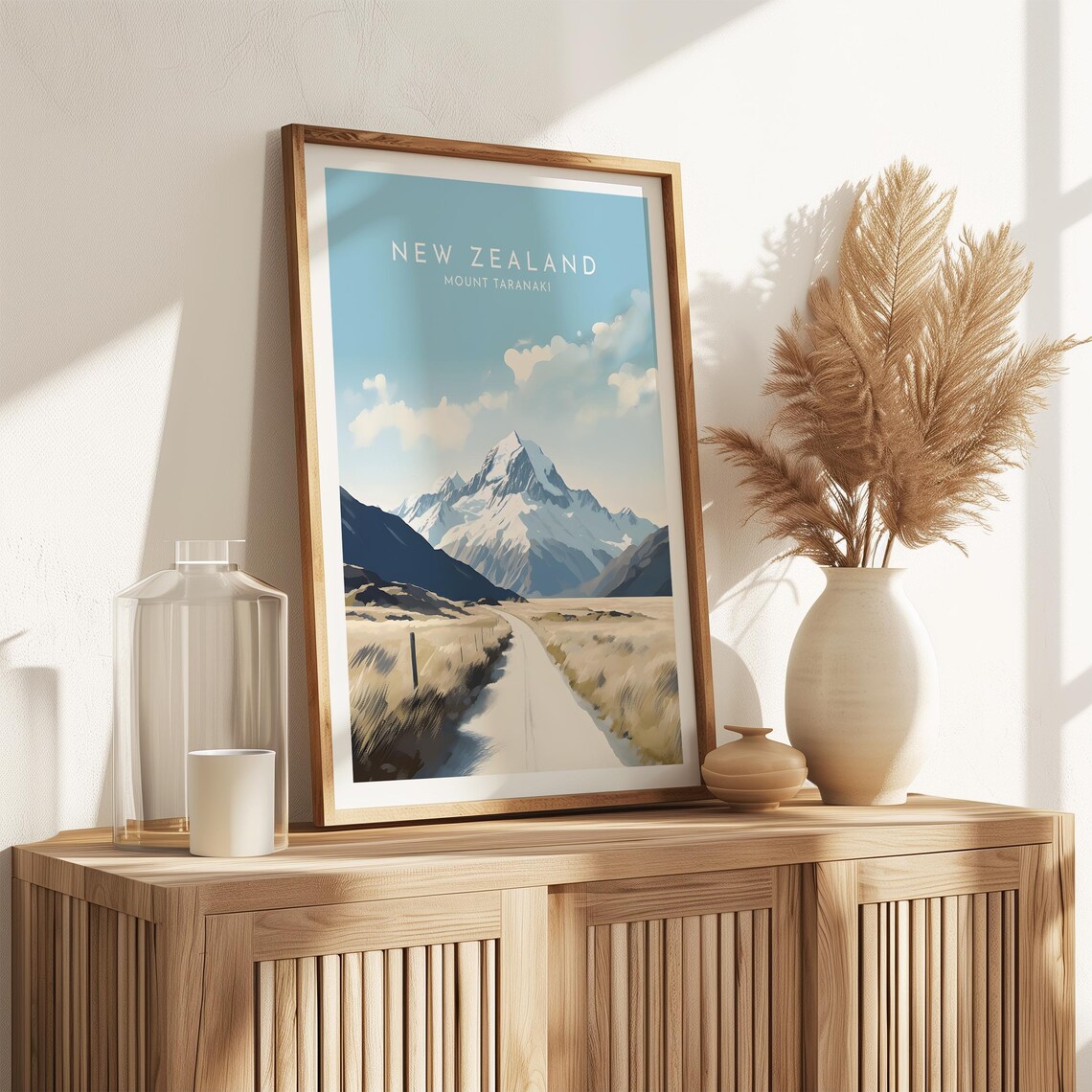New Zealand Mount Taranaki Snow Capped Peak Grassland Poster - Image 2