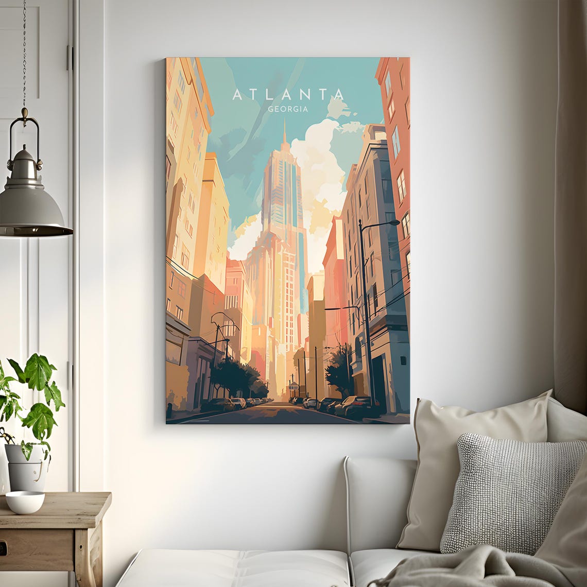 Atlanta Georgia Downtown Street Skyline Minimal Travel Poster - Image 3