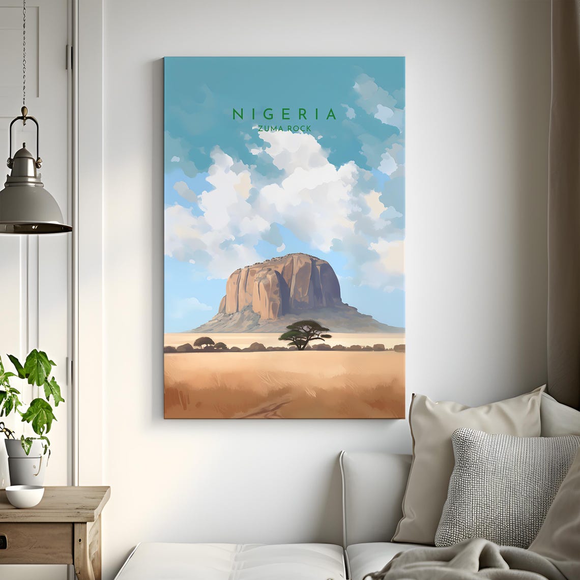 Nigeria Zuma Rock Granite Monolith Over Golden Savanna Plain Poster - Image 3