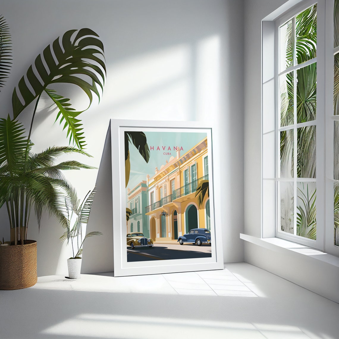 Havana Cuba Colonial Street Vintage Classic Cars Scene Poster - Image 4