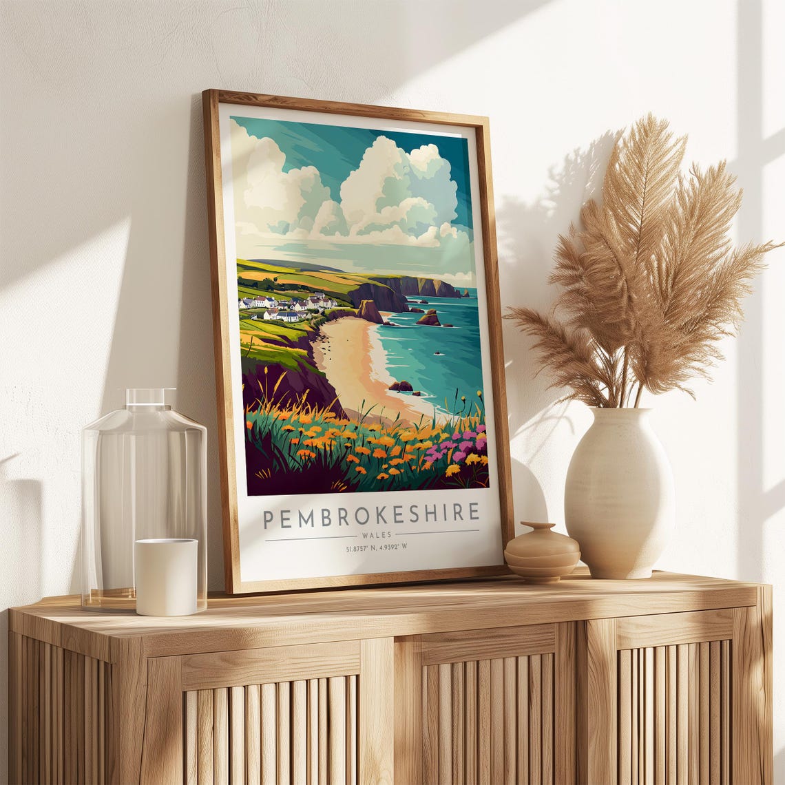 Pembrokeshire Wales Sandy Cove Sea Cliffs Wildflower Coast Poster - Image 3