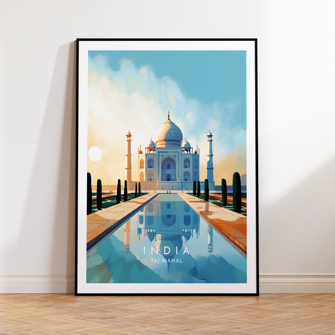 Agra Taj Mahal India Travel Poster, Home Decor