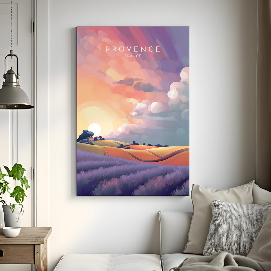 Provence France Lavender Fields Sunset Rolling Hills Travel Poster - Image 3