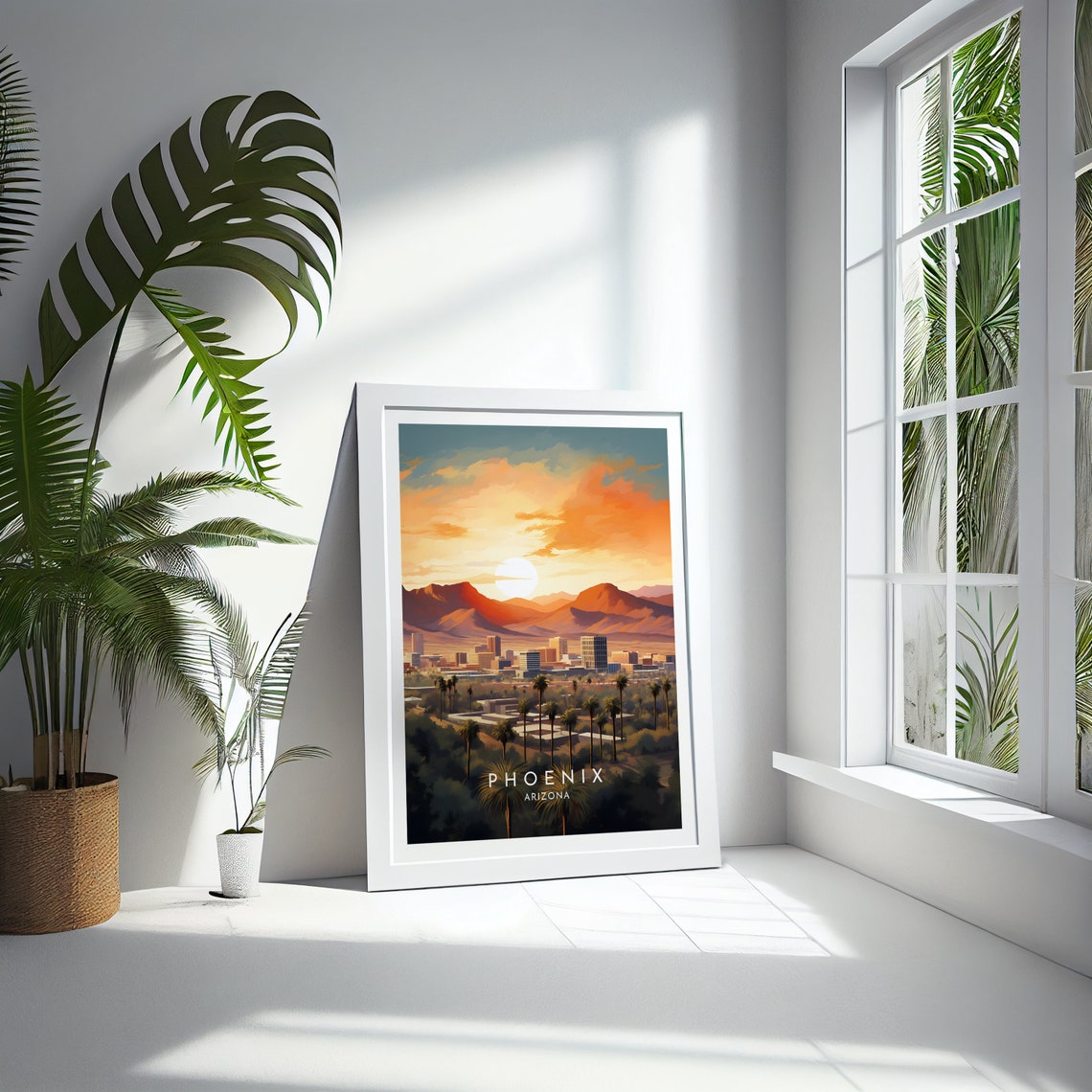 Phoenix Arizona Desert Sunset Mountain Skyline City View Poster - Image 4
