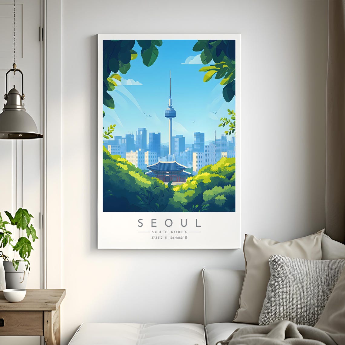 Seoul N Seoul Tower Temple Pavilion Summer Green Travel Poster - Image 2