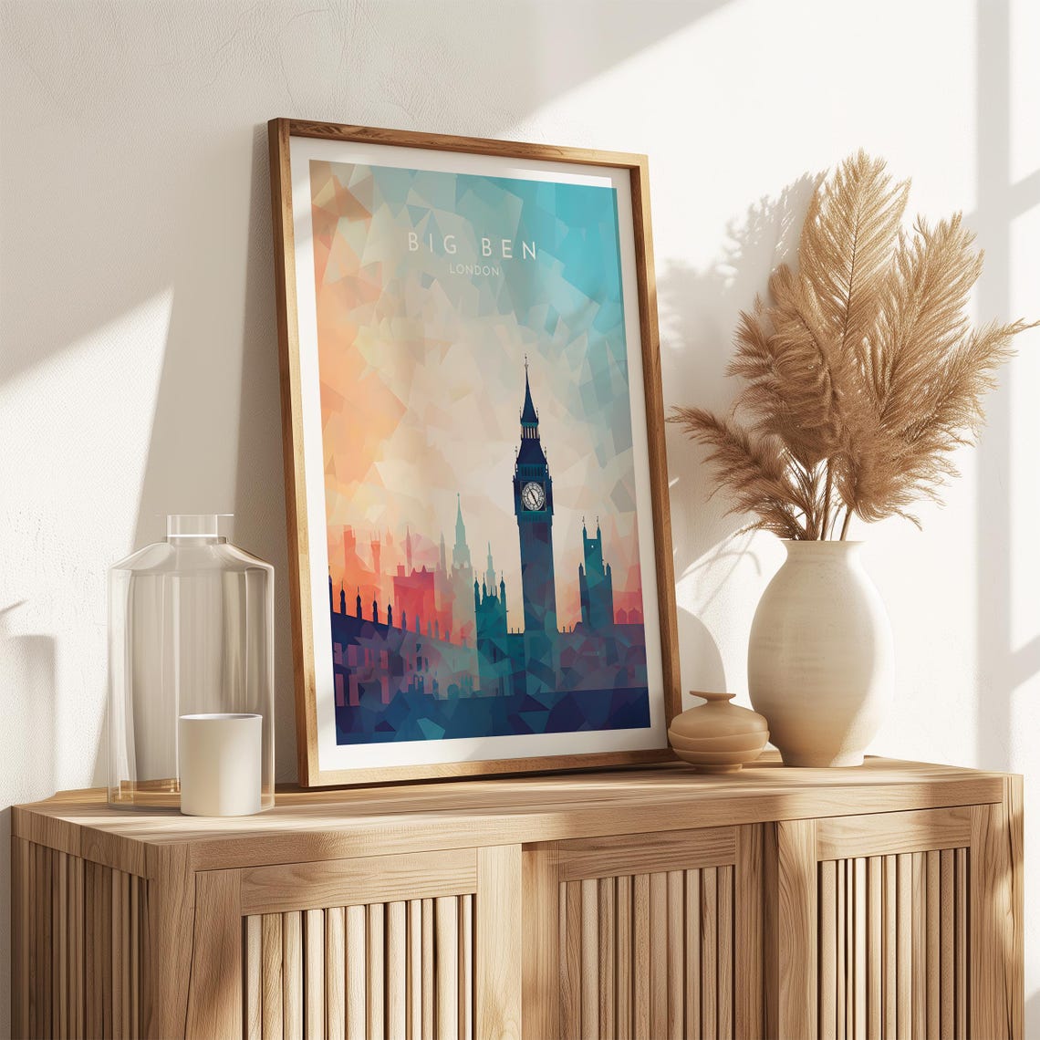 Big Ben London Geometric Sunset Skyline Landmark Travel Print - Image 2