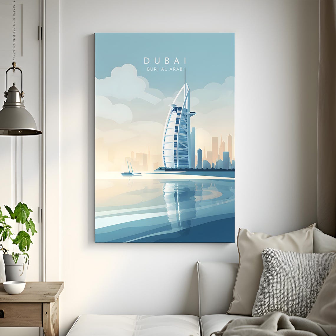 Burj Al Arab Dubai Sail Hotel Waterfront Modern Travel Poster - Image 3