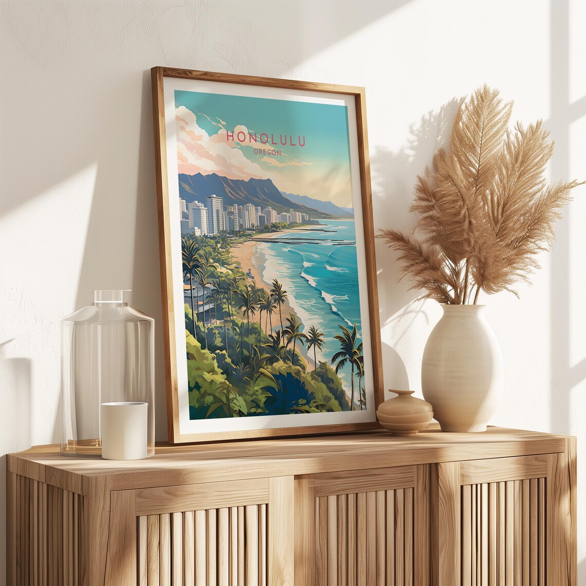 Honolulu Travel Poster, Hawaii Home Decor Print - Image 2