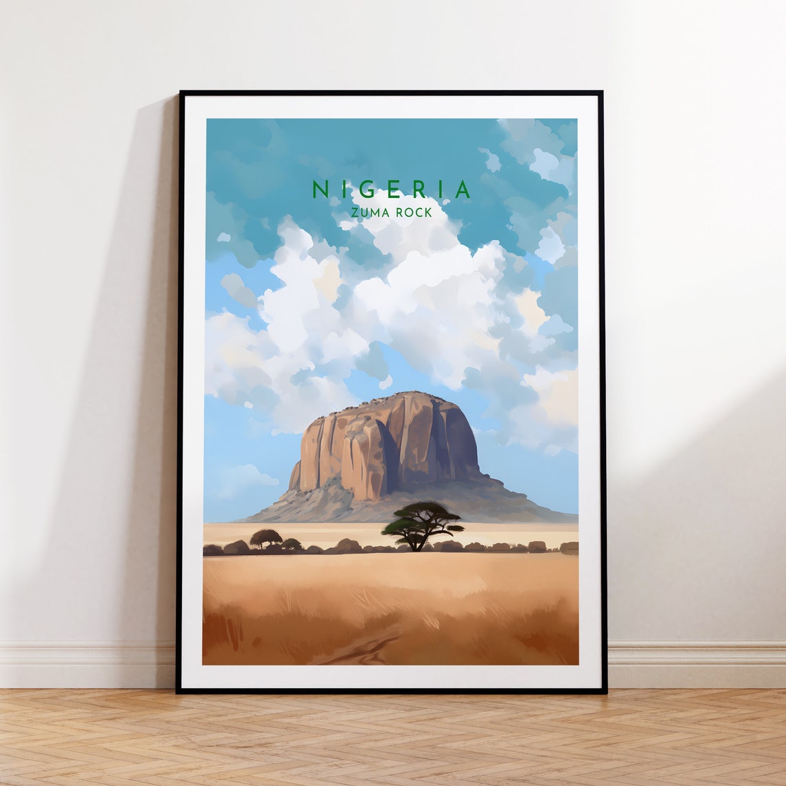 Nigeria Zuma Rock Granite Monolith Over Golden Savanna Plain Poster