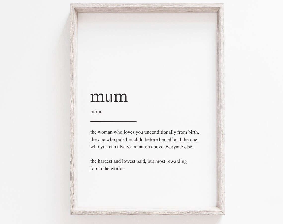 Mum Definition Print, Minimalist Wall Art Print