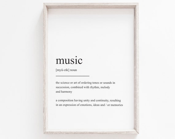 Music Definition Print, Minimalist Modern Art Print