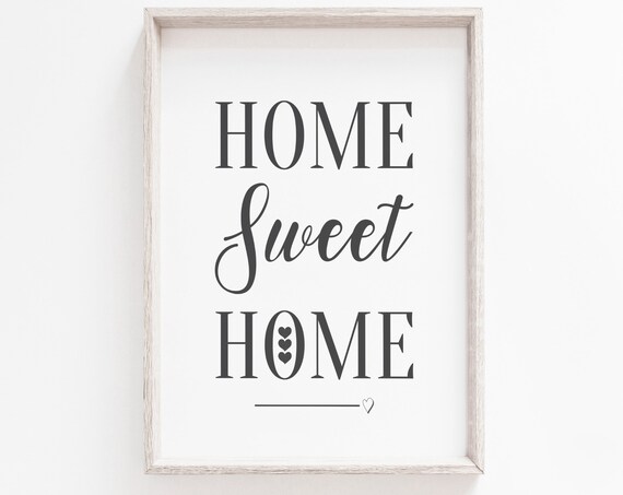 Home Sweet Home Black And White Farmhouse Heart Decor Wall Poster