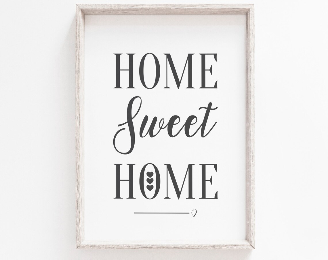 Home Sweet Home Black And White Farmhouse Heart Decor Wall Poster