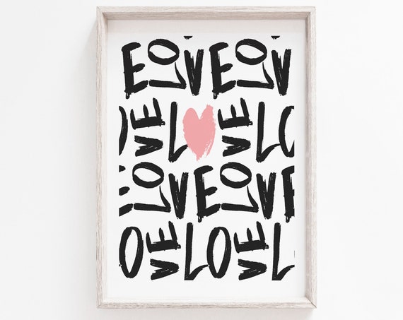 Minimalist Love Art Print, Modern Wall Decor Poster