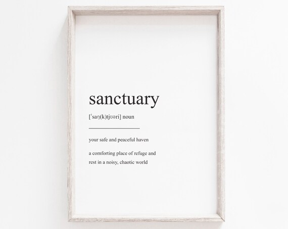 Art Sanctuary Definition, Minimalist Quote Art Print
