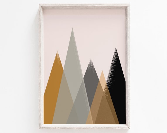 Mountain Print Art Mountain Art Print Black Gold Print Mountain Wall Art Prints Gold Print Art Print Gold Art Wall Art