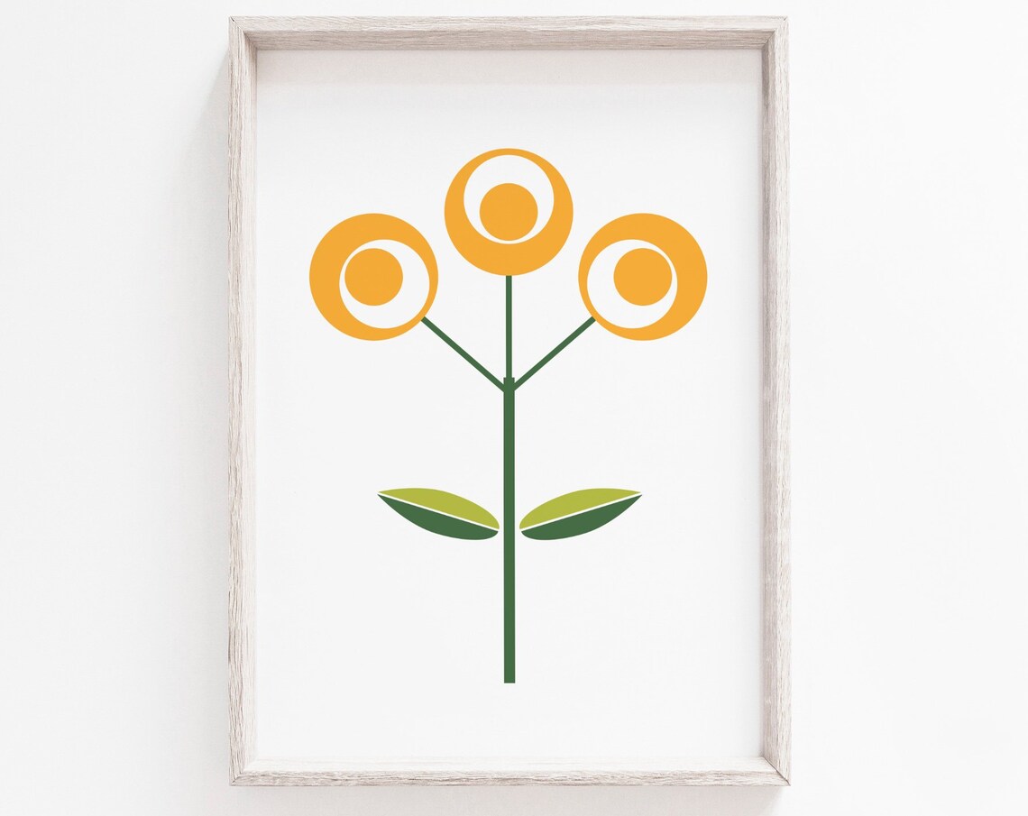 Minimalist Flower Art Print, Scandinavian Poster