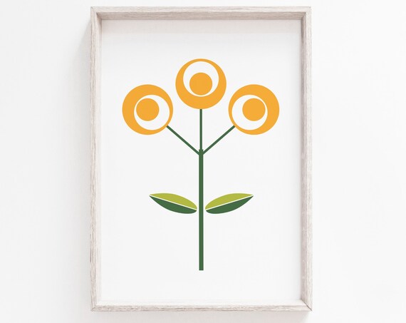 Minimalist Flower Art Print, Scandinavian Poster