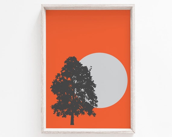Tree Print Wall Art Wall Art Print Orange Prints Orange Wall Art Wall Art Minimalist Print Scandinavian Print