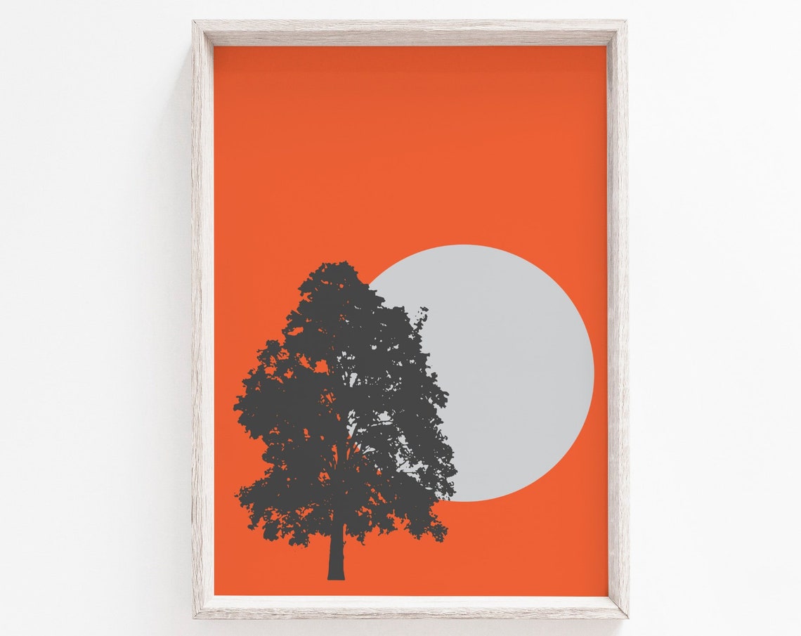 Tree Print Wall Art Wall Art Print Orange Prints Orange Wall Art Wall Art Minimalist Print Scandinavian Print