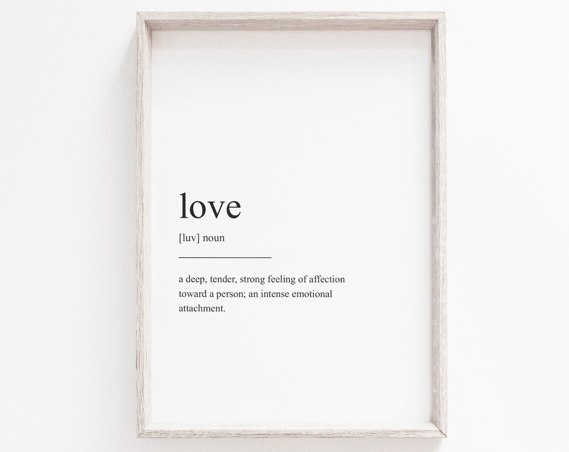 Art Love Definition, Minimalist Quote Art Print